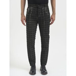 NOSTRASANTISSIMA Men's Textured Check Trousers Men BLACK Pants